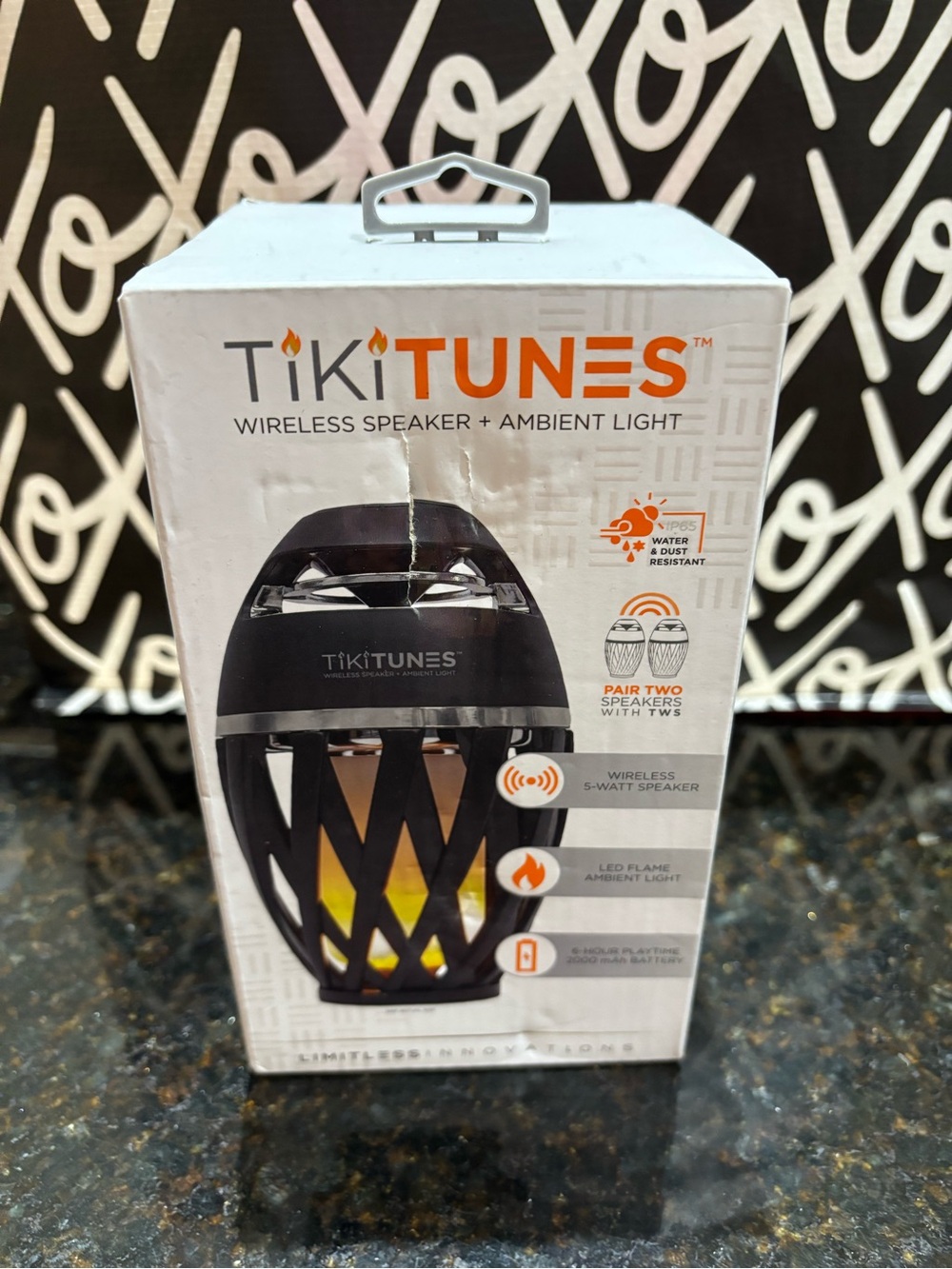 TikiTunes Wireless Speaker + Ambient Light - Black with Yellow Flame